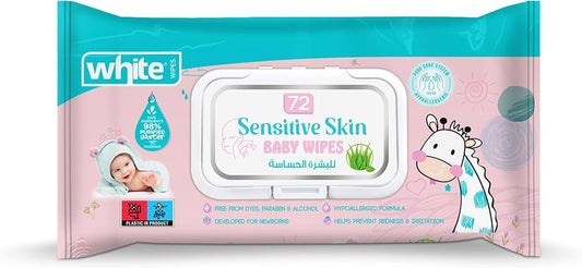 White Baby Water Wipes - 72 wipes